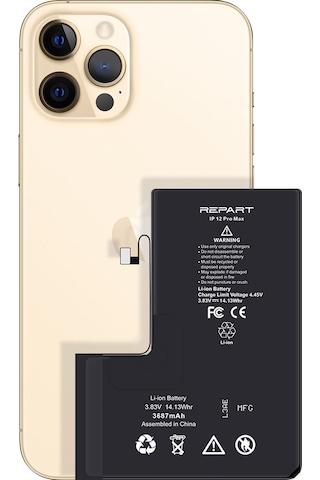İphone 12 Pro Max Uyumlu Güçlendirilmiş Yüksek Kapasite Batarya - 4350 Mah