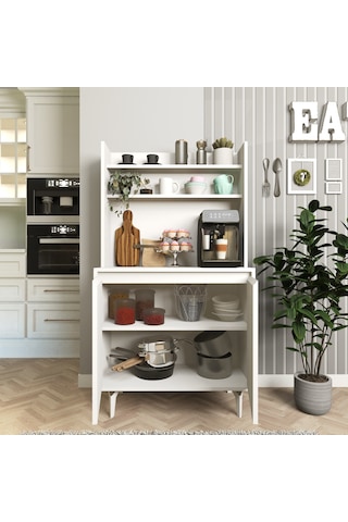 Salt Kahve Köşesi , Raflı Çok Amaçlı Dolap Beyaz