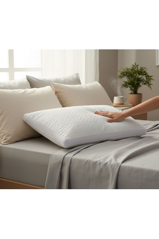 Spacer Line Klimalı Kapitone Yastık Beyaz 50x70 Otel Konfor Yastığı Beyaz