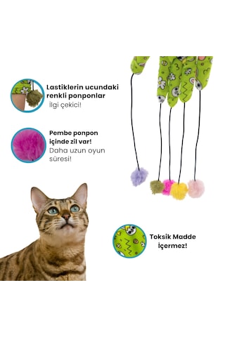 Miyav Sihirli Eldiven Ponponlu Ve Elastik Kedi Oltası