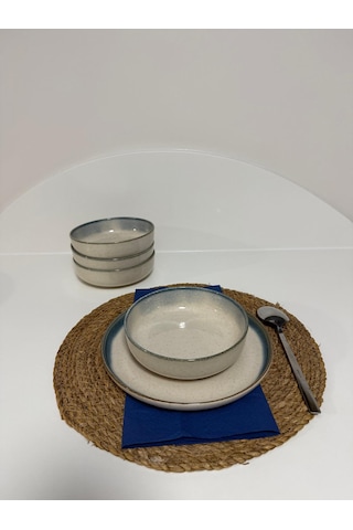Midye Desenli Tarçın 15cm Kase 4lü Krem