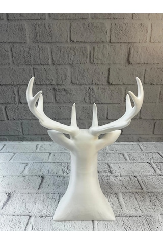 Beyaz Geyik Biblo 23 Cm Dekoratif Modern Tasarım