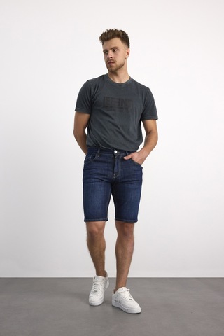 Vigoss 90336-73605 Erkek Comfort Mıd Waıst Denim Şort 90336-73605 Koyu Mavi - Siyah