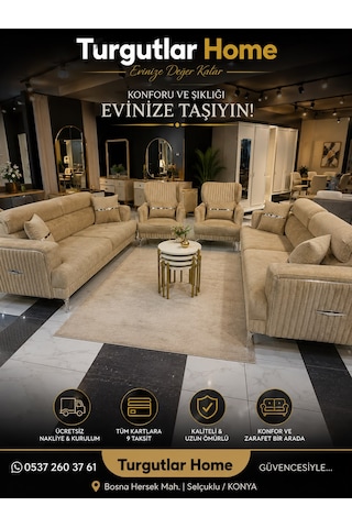 Hisar Koltuk Takımı Füme - Krem
