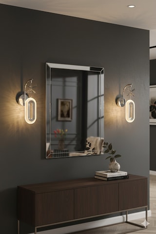 Eclipse Model Tekli Gümüş Kristal Taşlı Salon Oturma Odası Koridor Mutfak Led Aplik Gri