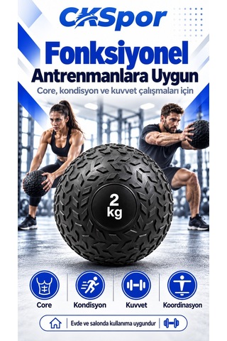Ckspor 2 Kg Zıplamayan Sağlık Topu Slam Ball Kaymaz Dokulu Fitness Egzersiz Ağırlık Topu