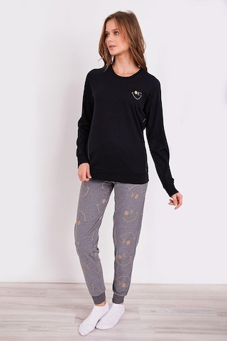 Arnetta 2180 Smile Siyah Kadın Uzun Kol Pijama Takım Siyah