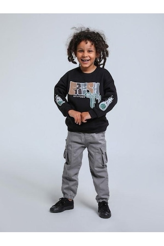 Jack Lions Erkek Bebek Fresh Dokulu İnce Şardonlu 3 İplik Sweatshirt-14748 Siyah