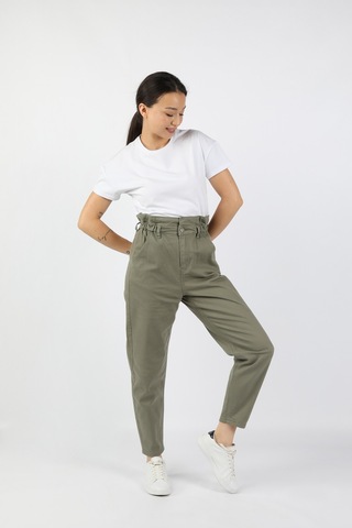Balins Kadın Beli Lastikli Gabardin Pantolon Haki