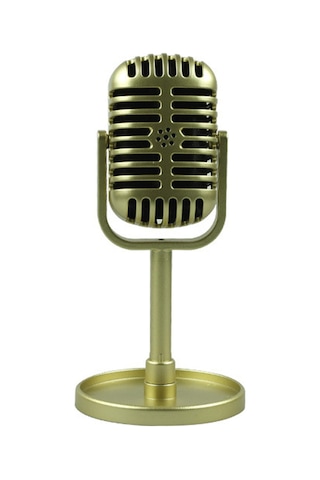 Samdoo Vintage Stüdyo Dekorasyonu Simülasyon Mikrofonu - Fotoğraf/video Gibi Setlere Uygun, Gerçekçi Tasarım, Altın Renkli Oyuncağı Requisiti