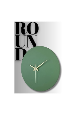 Round Model Modern Metal Sıvama Akar Sessiz Mekanizmalı Duvar Saati 40 40 Cm Yeşil