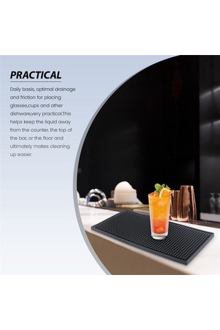 Xurunkeji 3 Paket Siyah Bar Matı Dökülme Matı Cam Kurutma Matı Kokteyl Karıştırma Servis Matı Tezgah Üstü İçin 12 İnç U X 6 İnç G Siyah