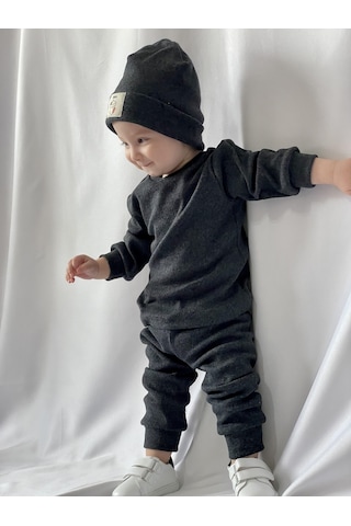 MiaBaby Bereli Üçlü Takım 001 Antrasit