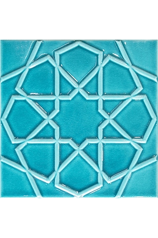 Armada Çini 20x20 Cm Rölyefli Turkuaz Selçuklu Yıldızı Deseni Çin