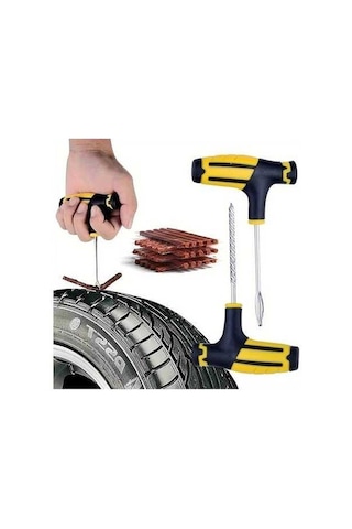 Fastbuy Turcoshop11 Araç Ve Motosiklet İçin Komple Lastik Tamir Seti - Sarı Set 23 Delik Onarım Yedek Takımı