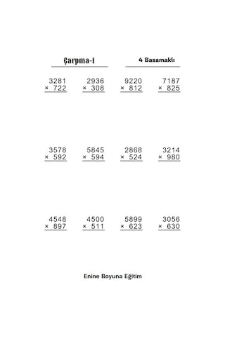 Herkes İçin Matematik Dört İşlem Alıştırmaları Süper Kitabı