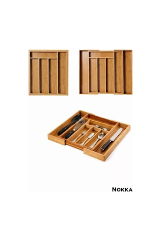 Bambu Ayarlanabilir Çekmece İçi Kaşıklık 5-7 Bölmeli, Organizer Çok Renkli