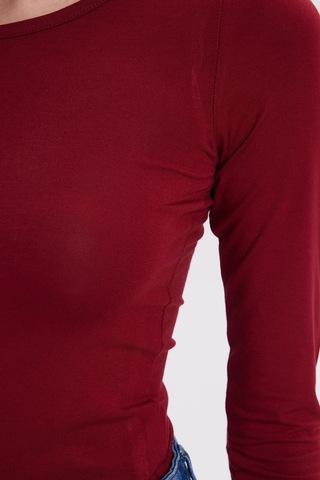 Tudors Kadın Slim Fit Dar Kesim Uzun Kollu Viskon Bordo Bluz-35200 Bordo