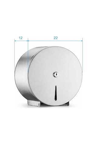 Aqua Bagno Basic Jumbo Tuvalet Kağıtlığı Paslanmaz Çelik Mat Krom Kilitli Dispenser