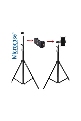 3 Ayak Sabitleyici Alüminyum Cep Telefonu Kamera Dslr Tripodu 201 Cm - Al2496 Siyah Standart