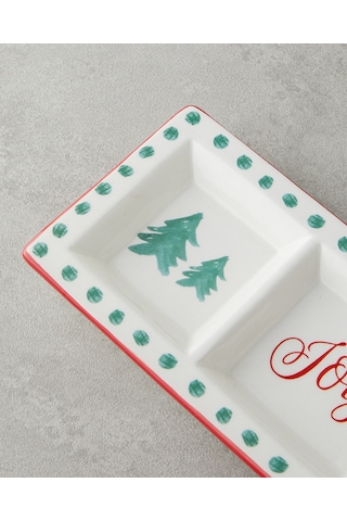 English Home Joy Dolomite Sunumluk 25x10 Cm Beyaz - Kırmızı Beyaz - Kırmızı