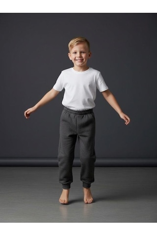 Zekids Erkek Çocuk İçi Şardonlu Kalın Eşofman Alt-16658 Füme