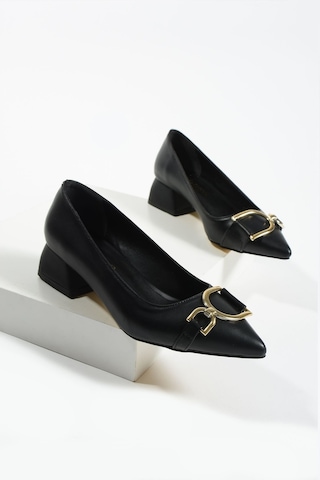 Duxal Shoes Lydia Siyah Toka Detay Kadın Topuklu Ayakkabı Siyah