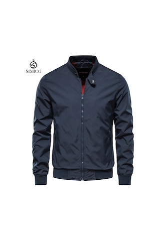 Erkekler İçin Sonbahar Günlük Ceketler Popüler Paltolar Koyu Mavi