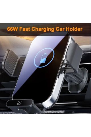 Araba Montajlı Telefon Tutucu Kablosuz Şarj Cihazı Hızlı Şarj Havalandırma Araç Şarj Tutucu Tek Dokunuş GÜMÜŞ