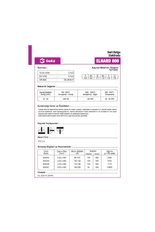 Geka Elhard 600 Sert Dolgu Kaynak Elektrotu E6-Um-60 P - 3.20X350