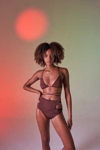 Holly Lolly Yüksek Bel Aksesuar Detaylı Delphi Bikini Altı Kahverengi