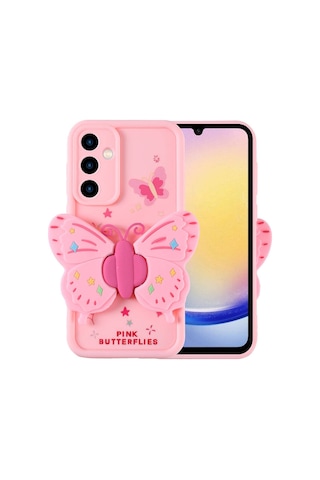 Galaxy Uyumlu A25 Kılıf Kamera Korumalı Figür Tasarımlı Zore Kapya Kapak-pembe Açık Pembe Açık
