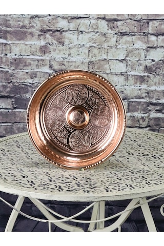 Bakır İşlemeli Hamam Tası 16 CM Bakır