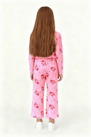 Kız Çocuk Pijama Altı Beli Lastikli Tavşan Baskılı Pembe