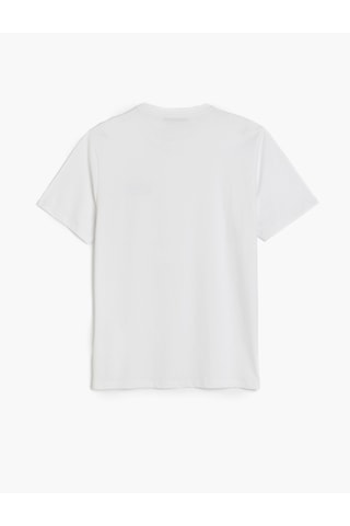 Koton Kısa Kollu Regular Fit Pamuklu Bisiklet Yaka Slogan Baskılı Tişört Beyaz 5sam10267hk Beyaz