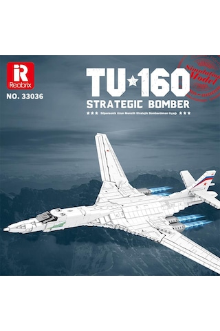 Reobrix 33036 Sovyet Tu-160 Strateji Bombardıman Jet Uçağı Yaratıcı Yapı Blok Seti Tu-160 Strategic Bomber Aircraft - 1598 Parça