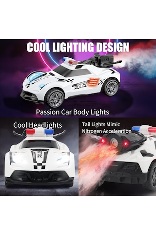 Uzaktan Kumandalı Şarjlı Duman Atan Araba 1:20 Full Fonksiyon Kumandalı Buhar Çıkaran Oyuncak Araba Beyaz