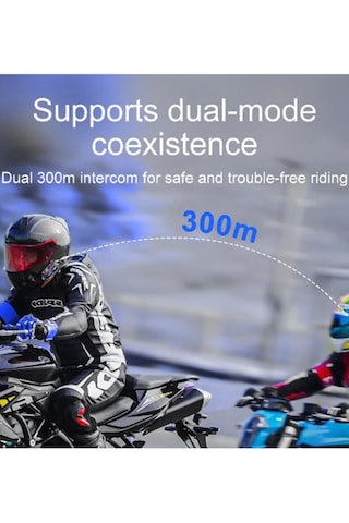 Motosiklet Bluetooth 5.3 Kask İnterkom 2 Kişi 300 Metre Eşleşme Ö
