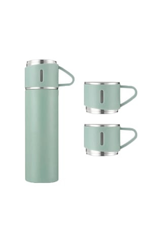 3 Bardak 500 ml Sıcak Soğuk Tutan Termos Su Yeşili - AL3678