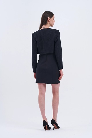 Trend Kadın Modern Ve Şık Ceket Ve Elbise Kombini Siyah