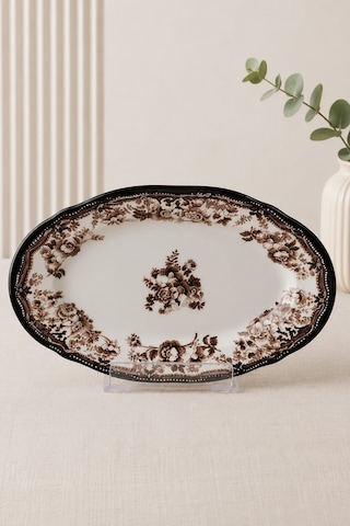 Porser Porselen Velour Brown Fulya Kayık Tabak Seti 22cm 2 Parça Çok Renkli