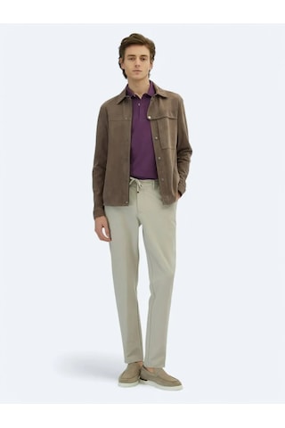 Vizon Regular Fit Gömlek Yaka Smart Casual Deri Mont Vizon