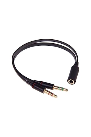 Aux To 2 Aux Kablo 3.5 Mm Jack Girişini 2 Aux A Çeviren Kablo Mikrofon Ve Kulaklık Çevirici Aparat