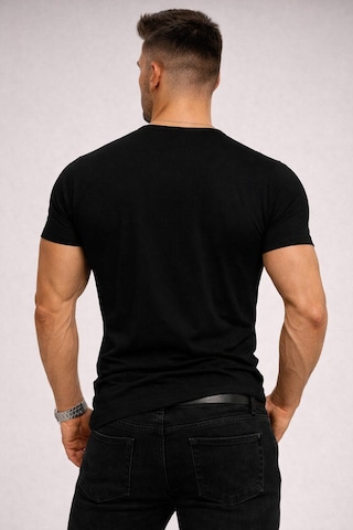 Bybülent Özel Üretim İpli Yaka Geniş Yaka Bisiklet Yaka Tişört Tshirt Siyah