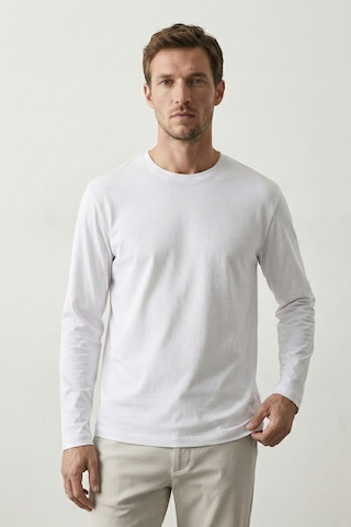 Elemge Pamuk Erkek Süprem Basic T-shirt Compact Penye Tok Kumaş Uzun Kollu Beyaz Sporcu Tişört Body 2XL