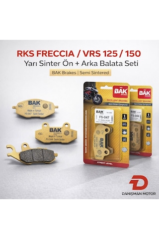 Bak Brakes Rks Freccia 150 / Rks Vrs 125 Ön Arka Fren Balatası Seti Yarı Sinter Fs-047 + Fs-044
