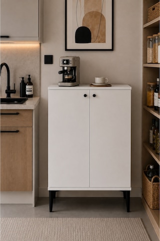 Nest 2 Kapaklı Çok Amaçlı Dolap Y:97 G:56 D:32 / Beyaz