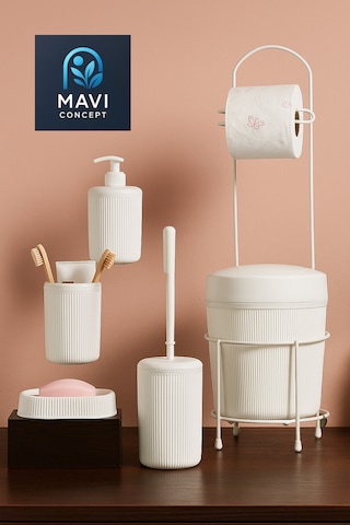 Lüks Şık 6 Lı Banyo Seti Beyaz