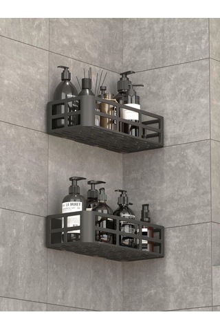 Duş İçi Yapışkanlı Banyo Rafı 2 Li Set Delme Yok Güçlü Yapışkan Bantlı Organizer Diğer
