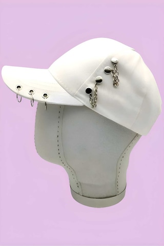 Tezzgelsin Unisex Arkadan Ayarlanabilir K Pop Tasarım Piercing Kep Şapka Beyaz